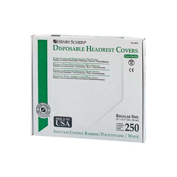 Cover Headrest 11.5 in x 10 in White Plastic 250/Bx, 12 BX/CA